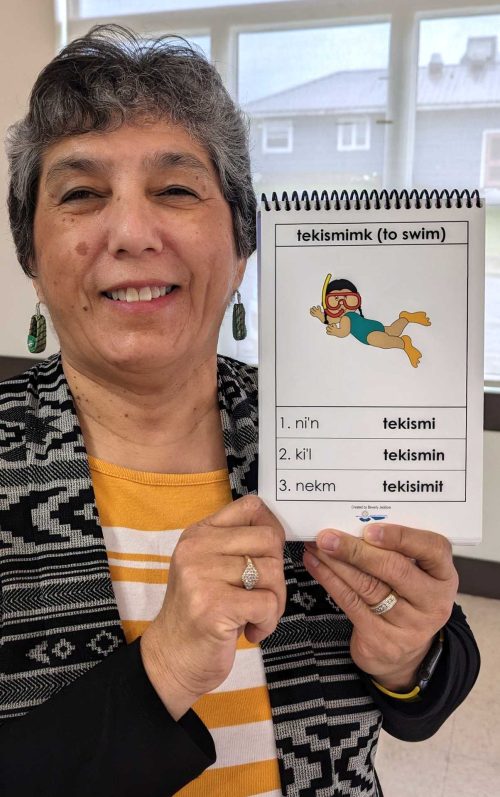 Mi’kmaw educator and language technician Beverly Jeddore created Mi'kmaw language flash cards as a learning tool. Photo courtesy Molly MacNaughton & Ellie Enticknap-Smith