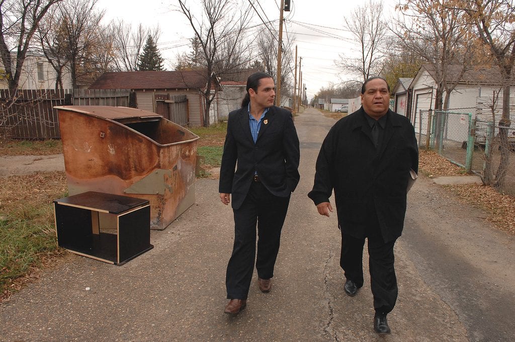 Former CAP national chiefs Sen. Patrick Brazeau and Kevin Daniels walk together in 2009. Photo courtesy of Mark Taylor.