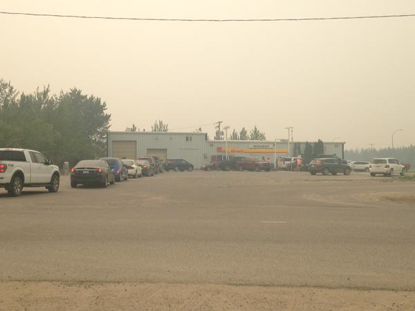 Long lines at a local gas station in La Ronge Saturday.