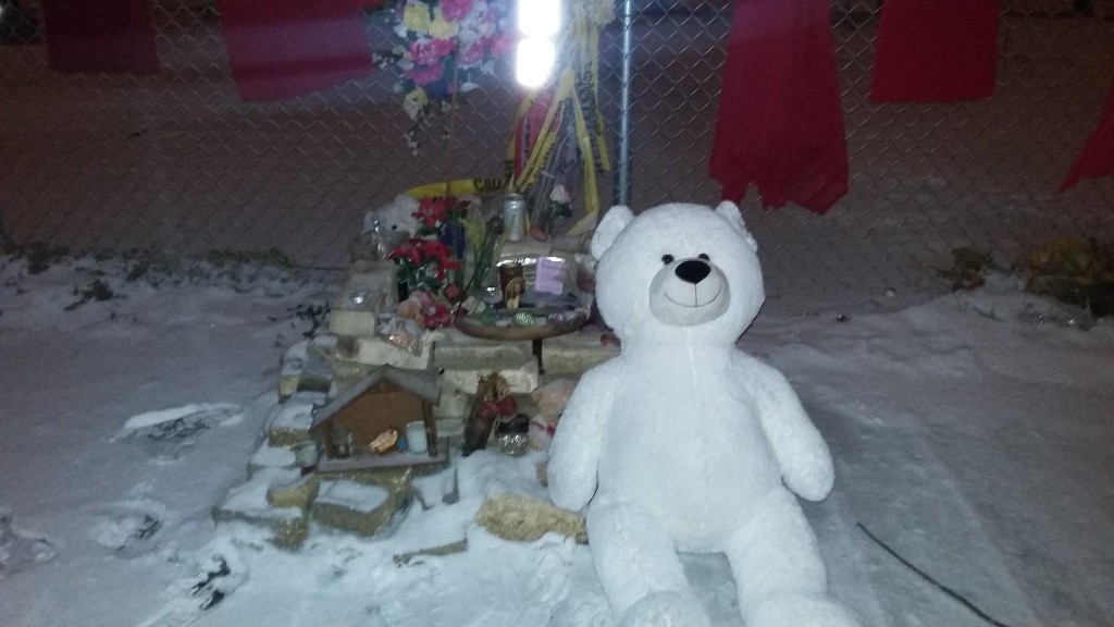 People continued to leave gifts and tokens at Tina Fontaine's memorial site by the Alexander Docks along the Red River Thursday. They woke up Friday with news Winnipeg police had made an arrest in her murder.
